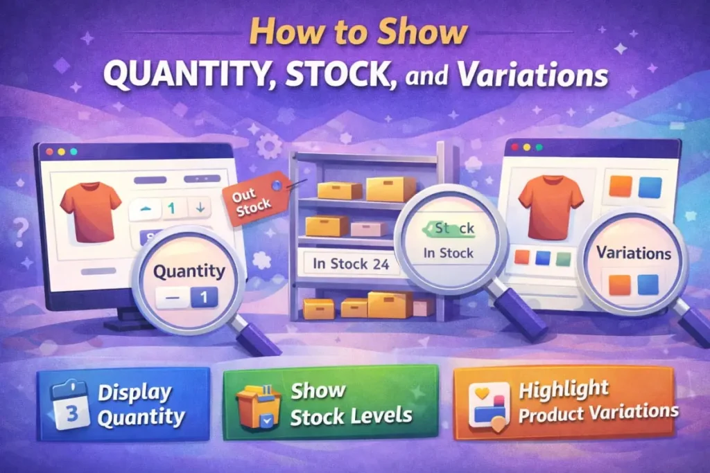 How to Show Quantity, Stock, and Variations