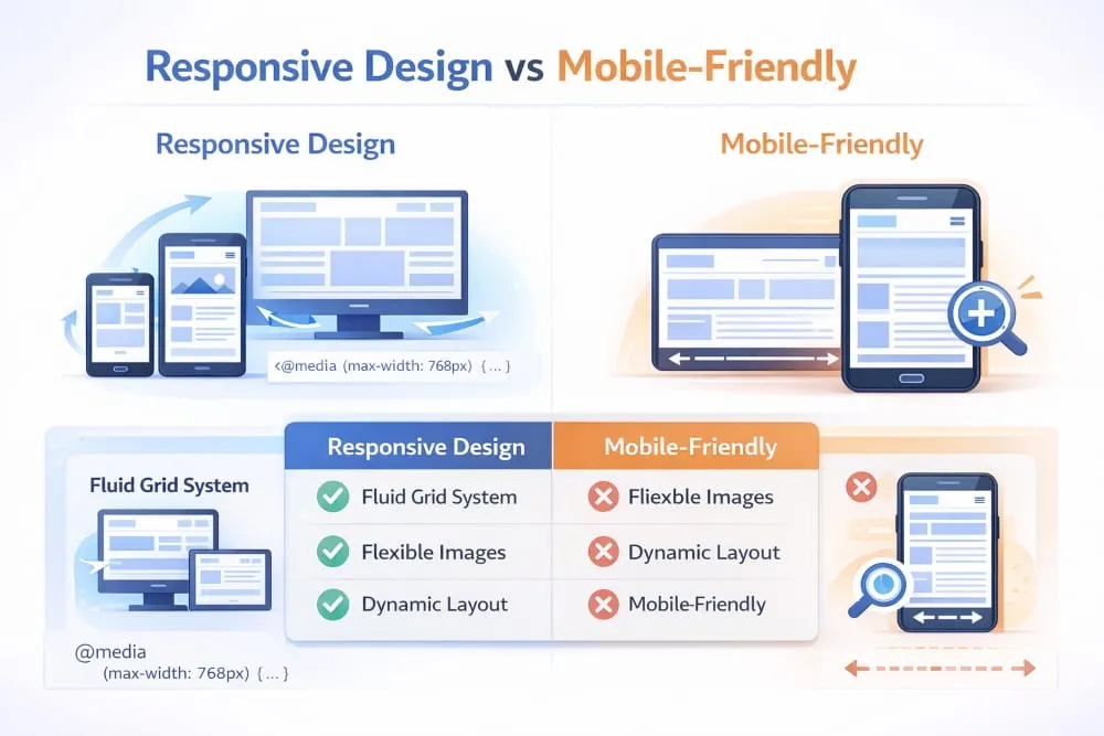 Responsive design vs mobile-friendly
