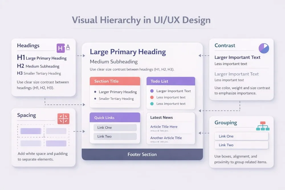 Visual Hierarchy (Headings, Spacing, Contrast, Grouping)